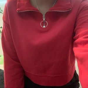 cropped red sweater